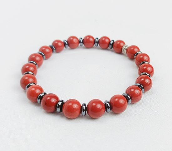 Immagine di Bracciale elastico in pietra diaspro rosso 8MM
