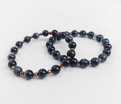 Immagine di Bracciale elastico in pietra occhio di falco 8MM