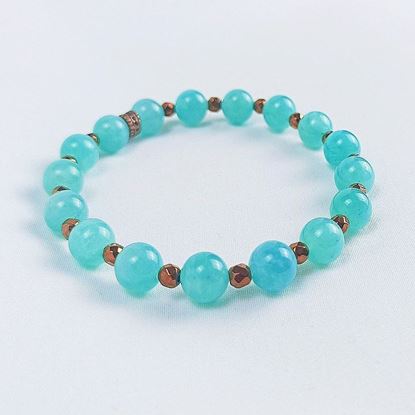 Immagine di Bracciale elastico in pietra amazzonite 8 MM