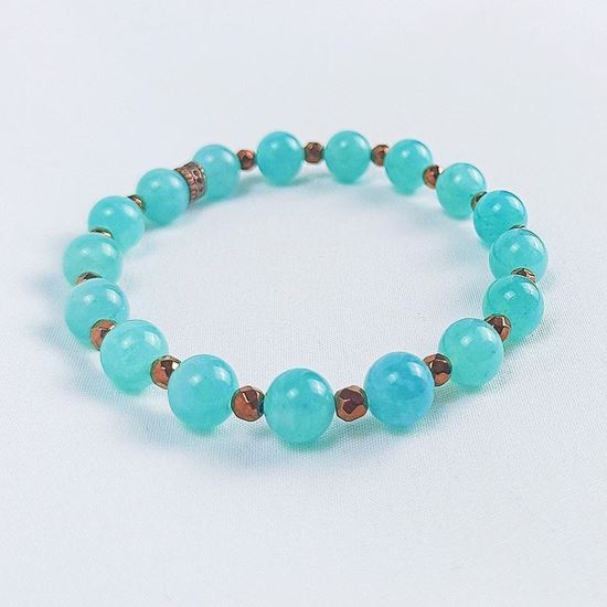 Immagine di Bracciale elastico in pietra amazzonite 8 MM